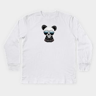 Cute Baby Panda Wearing Sunglasses Kids Long Sleeve T-Shirt